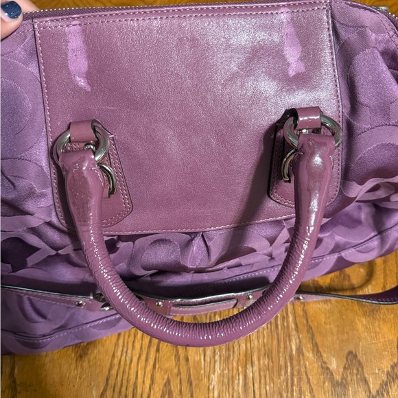 Coach Madison Sabrina Satchel Handbag in Purple Op Art *Flawed* - Picture 14 of 15